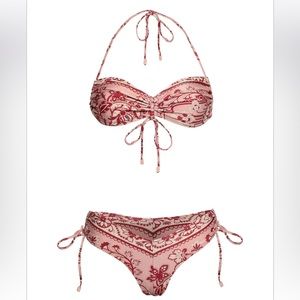 Zimmermann two piece burgundy and beige two piece paisley print. Size 1.